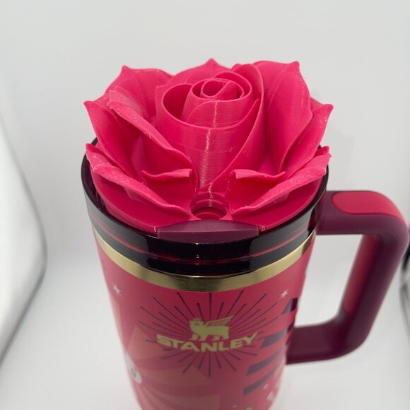 3D Rose Tumbler Topper that fit the new Barbie x Stanley 80s Dynamite lids - Picture 3 of 11
